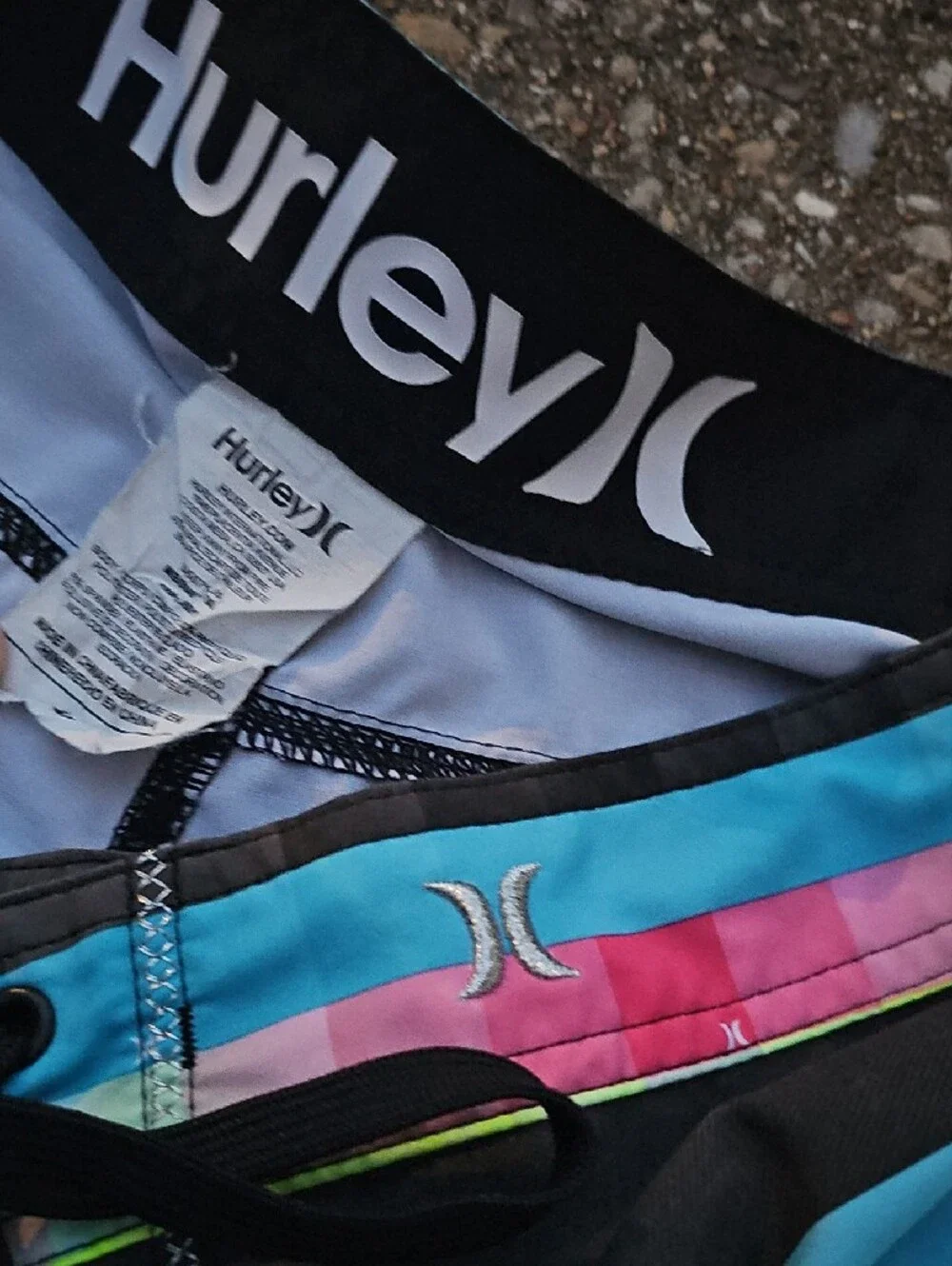 Hurley Phantom Multicolor Colorblock Stripe Board Shorts Blue Green Pink Mens 30